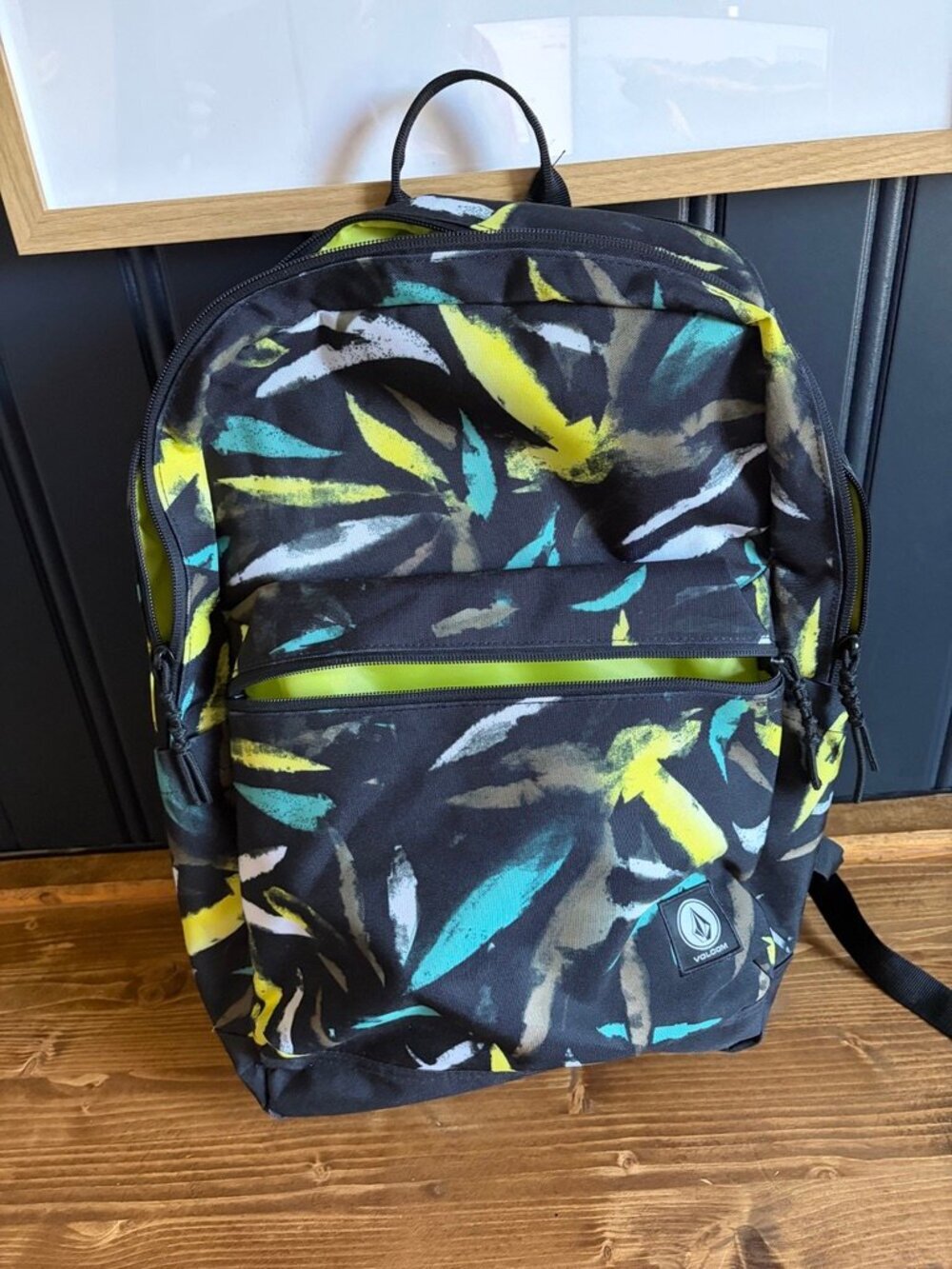 Pre-Owned Volcom Backpack Multi color: Black, Yellow, Teal, Tan, and White